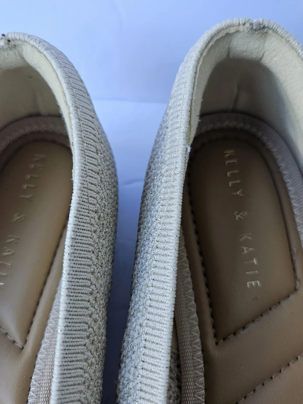 Kelly & Katie Womens Knit Pointed-Toe Ballet Flats in Beige